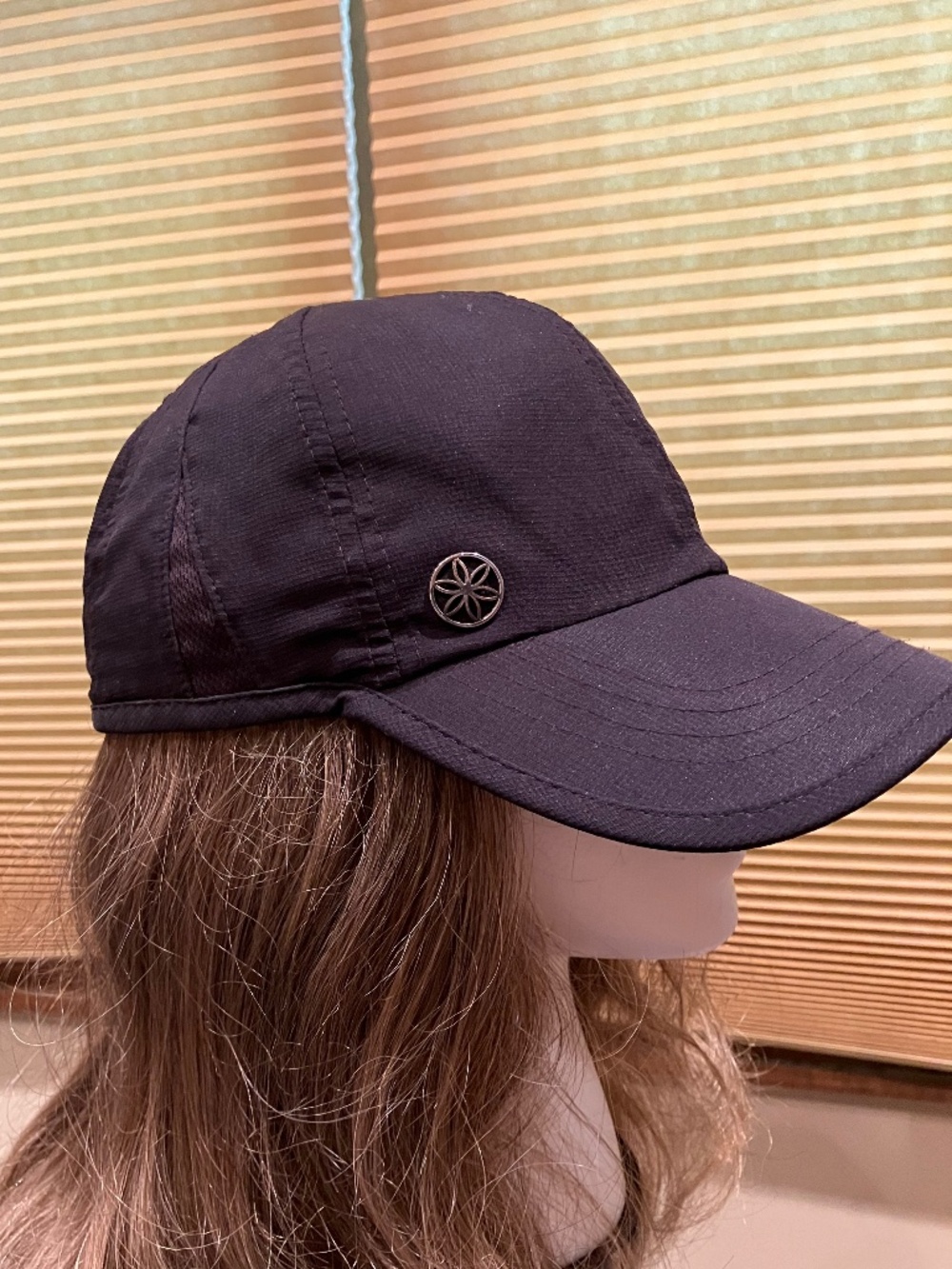GAIAM Black Runners Hat with cotton Inner Sweatband, adjustable band, ponytail